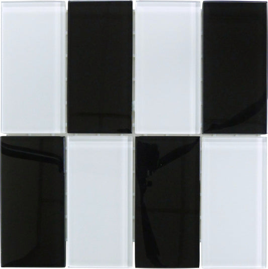 Hampton Jet Black 3x6 Glossy Glass Tiles Ocean Pool Mosaics