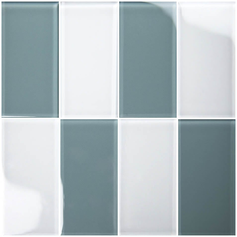 Hampton Series Harbor Gray 3x6 Glass Tiles Ocean Pool Mosaics