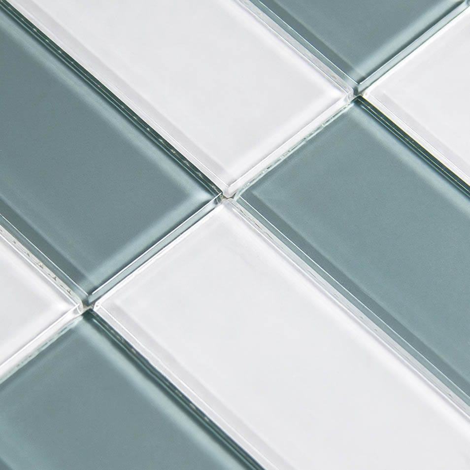 Hampton Series Harbor Gray 3x6 Glass Tiles Ocean Pool Mosaics