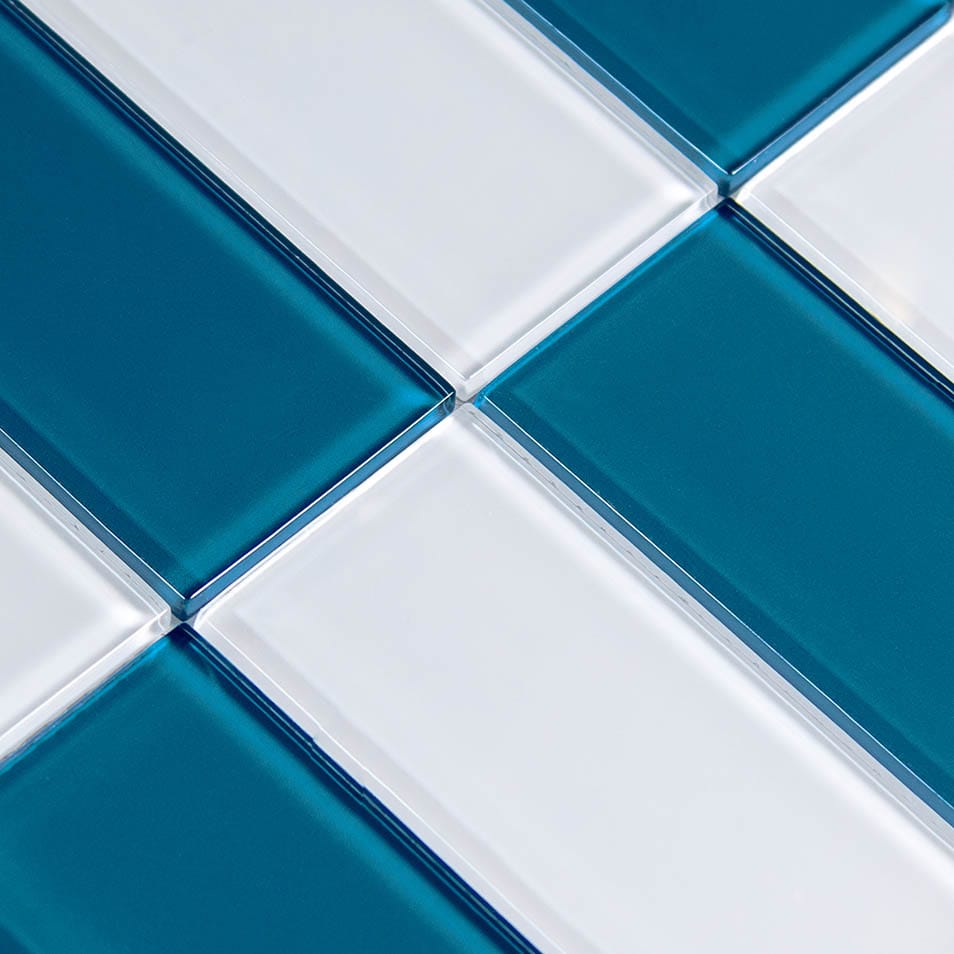 Hampton Series Imperial Blue 3x6 Glass Tiles Ocean Pool Mosaics