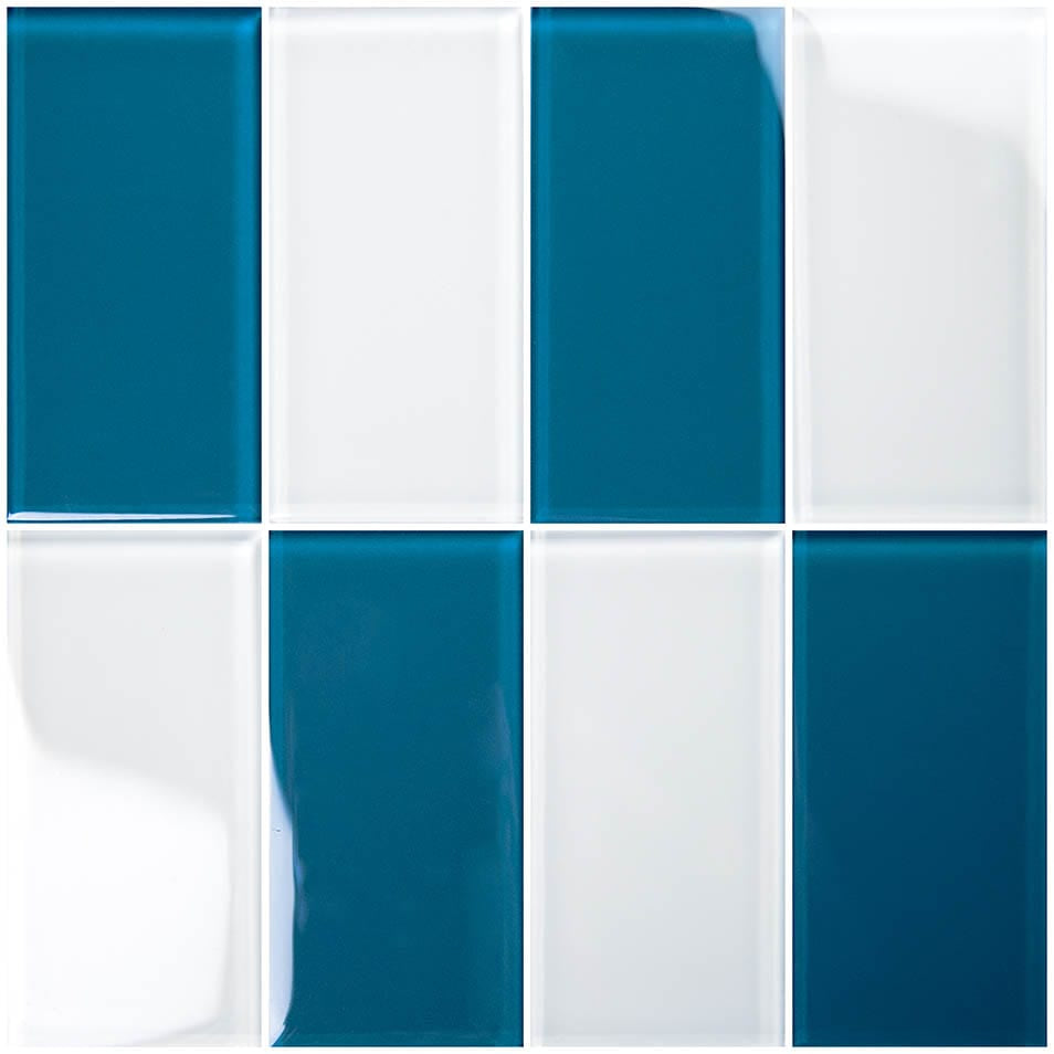 Hampton Series Imperial Blue 3x6 Glass Tiles Ocean Pool Mosaics