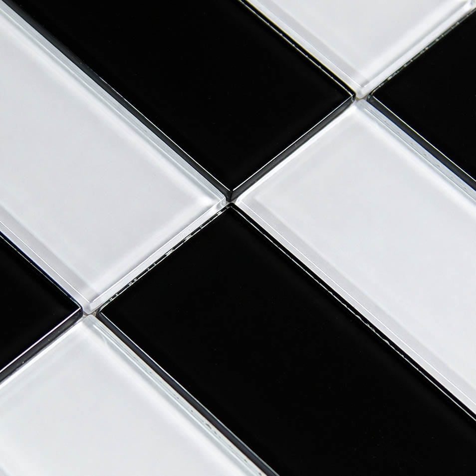 Hampton Series Jet Black 3x6 Glass Tiles Ocean Pool Mosaics