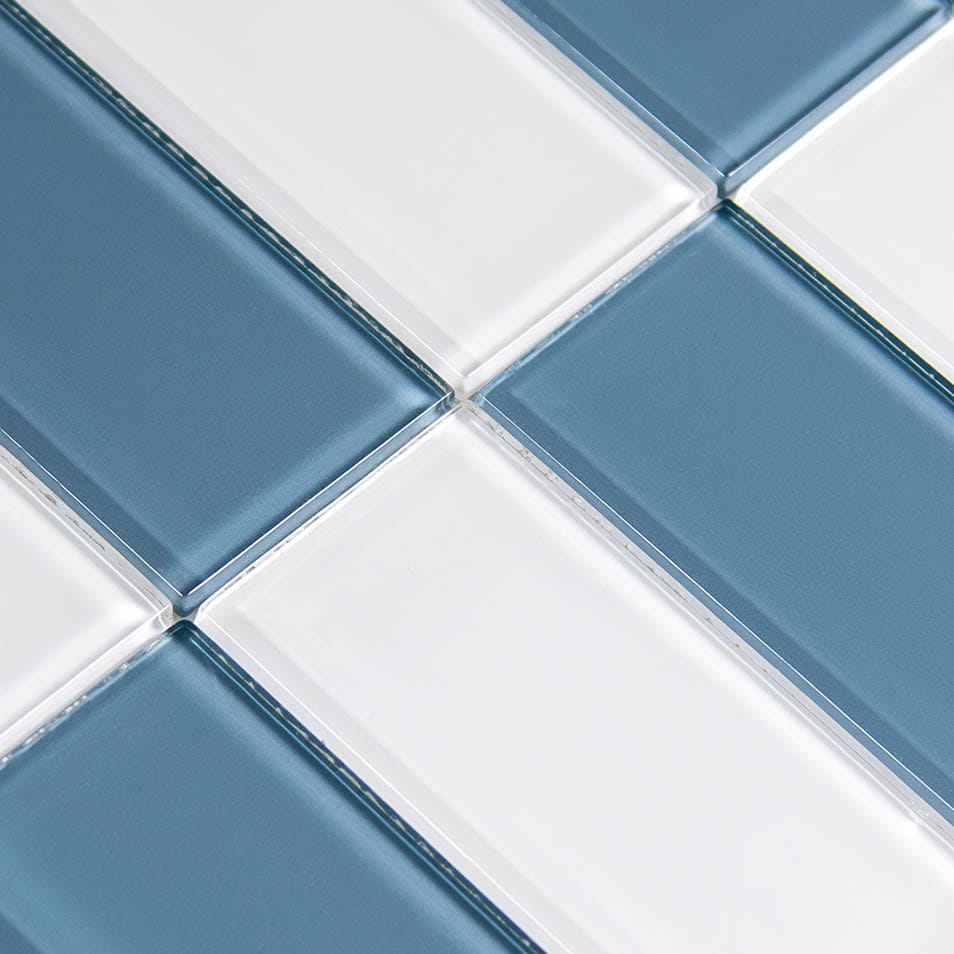 Hampton Series Slate Blue 3x6 Glass Tile Ocean Pool Mosaics
