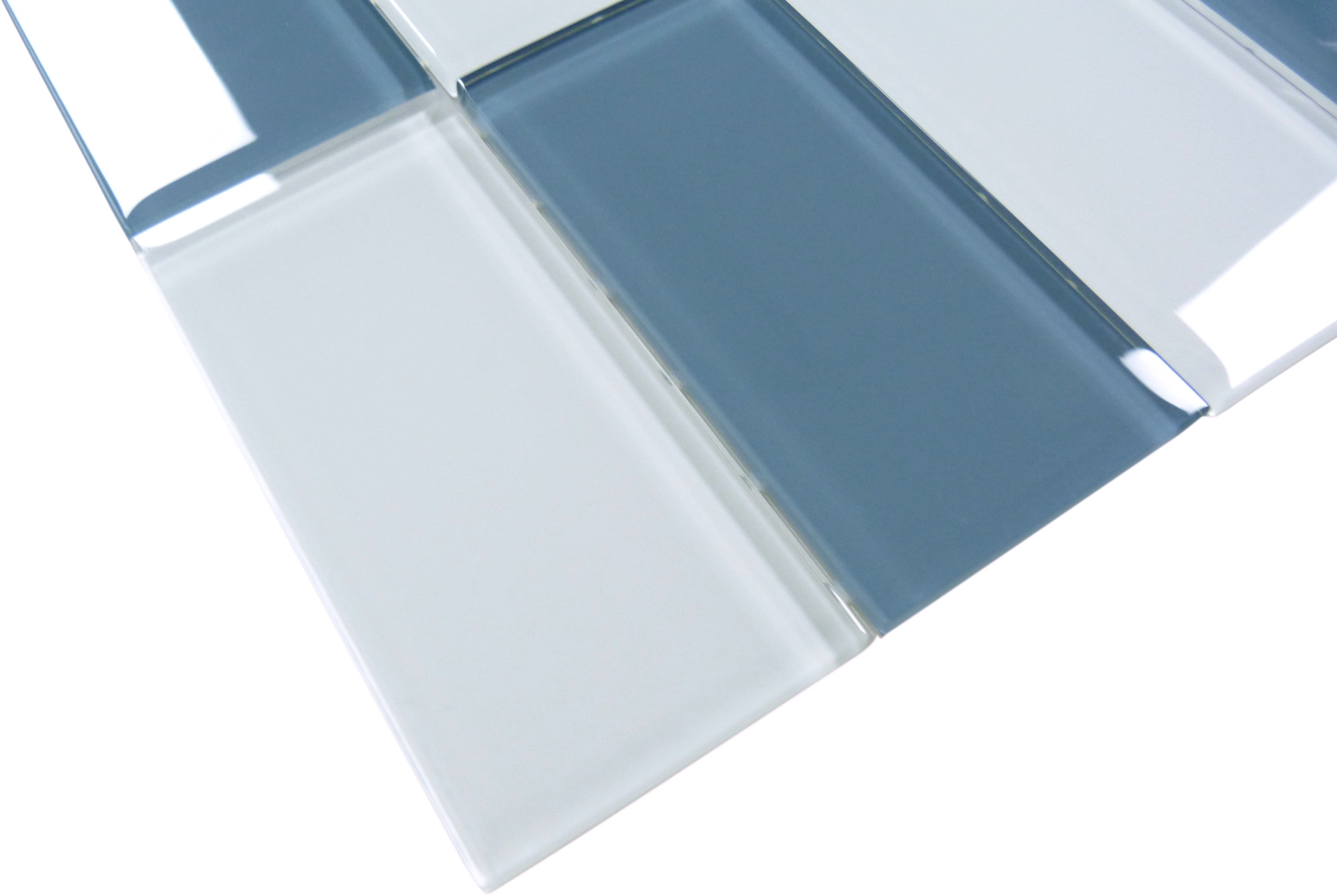 Hampton Slate Blue 3x6 Glossy Glass Tile Ocean Pool Mosaics