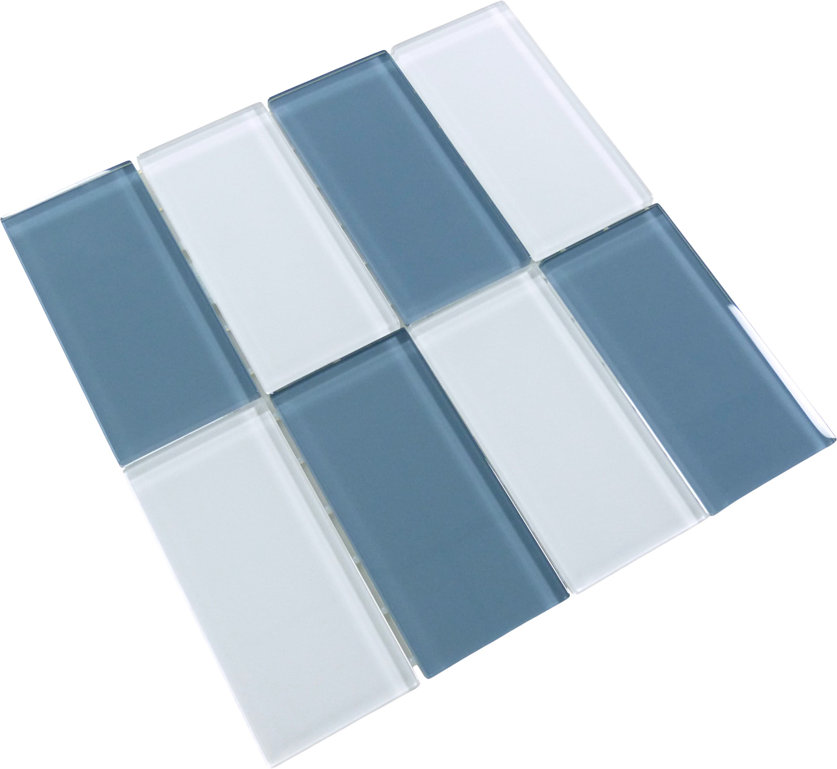 Hampton Slate Blue 3x6 Glossy Glass Tile Ocean Pool Mosaics