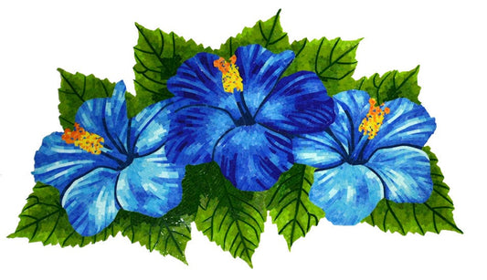 Hibiscus Trio 35x60 Glass Mosaics Pool Tile Ocean Pool Mosaics