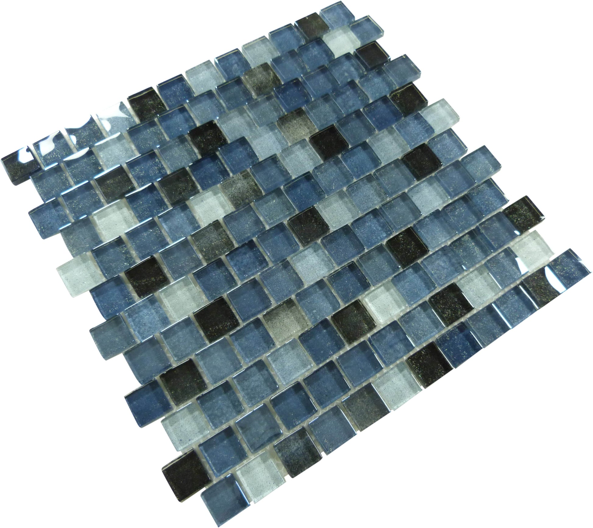 Lagoon Grey 1x1 Offset Glass Tile Ocean Pool Mosaics