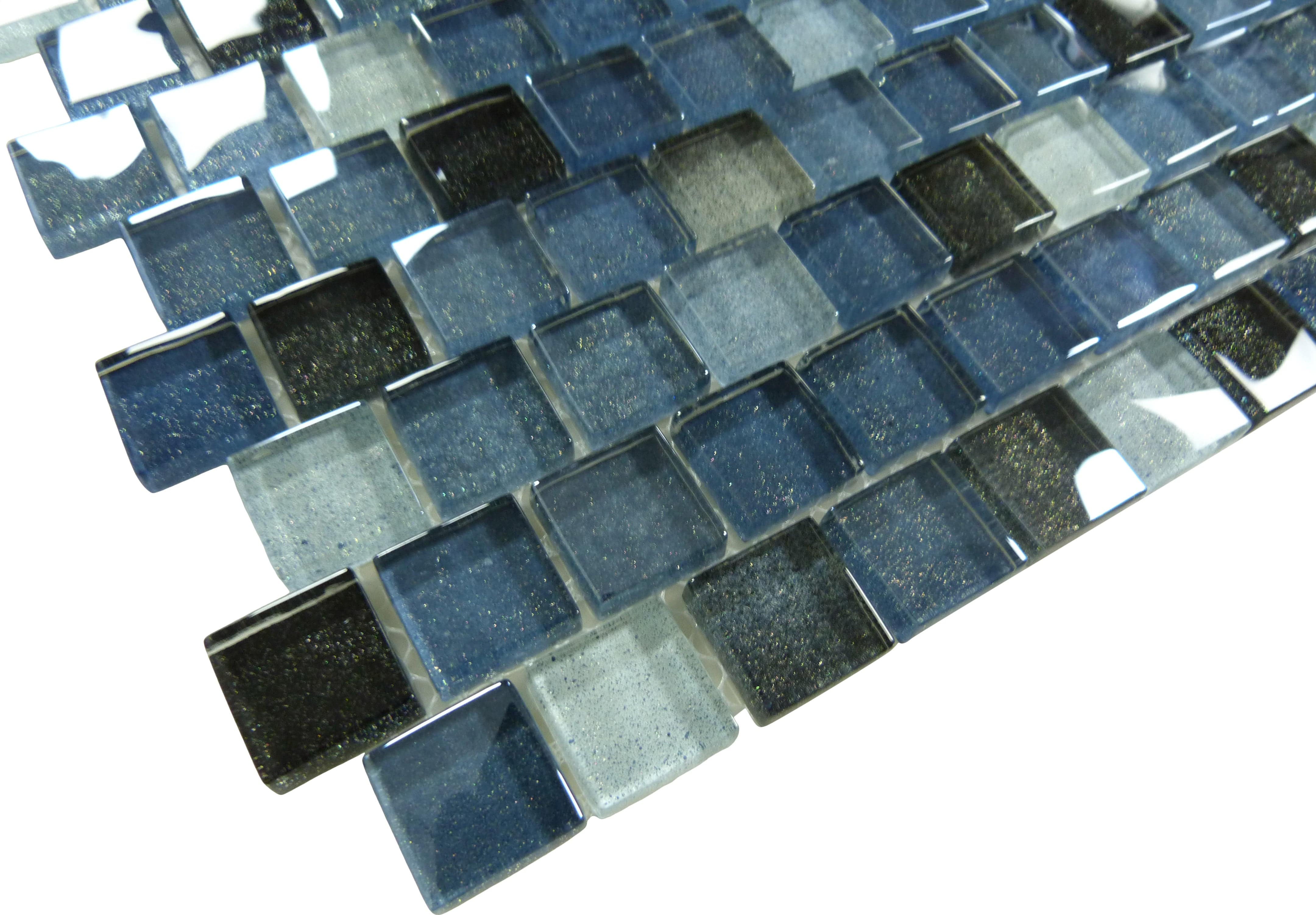 Lagoon Grey 1x1 Offset Glass Tile Ocean Pool Mosaics