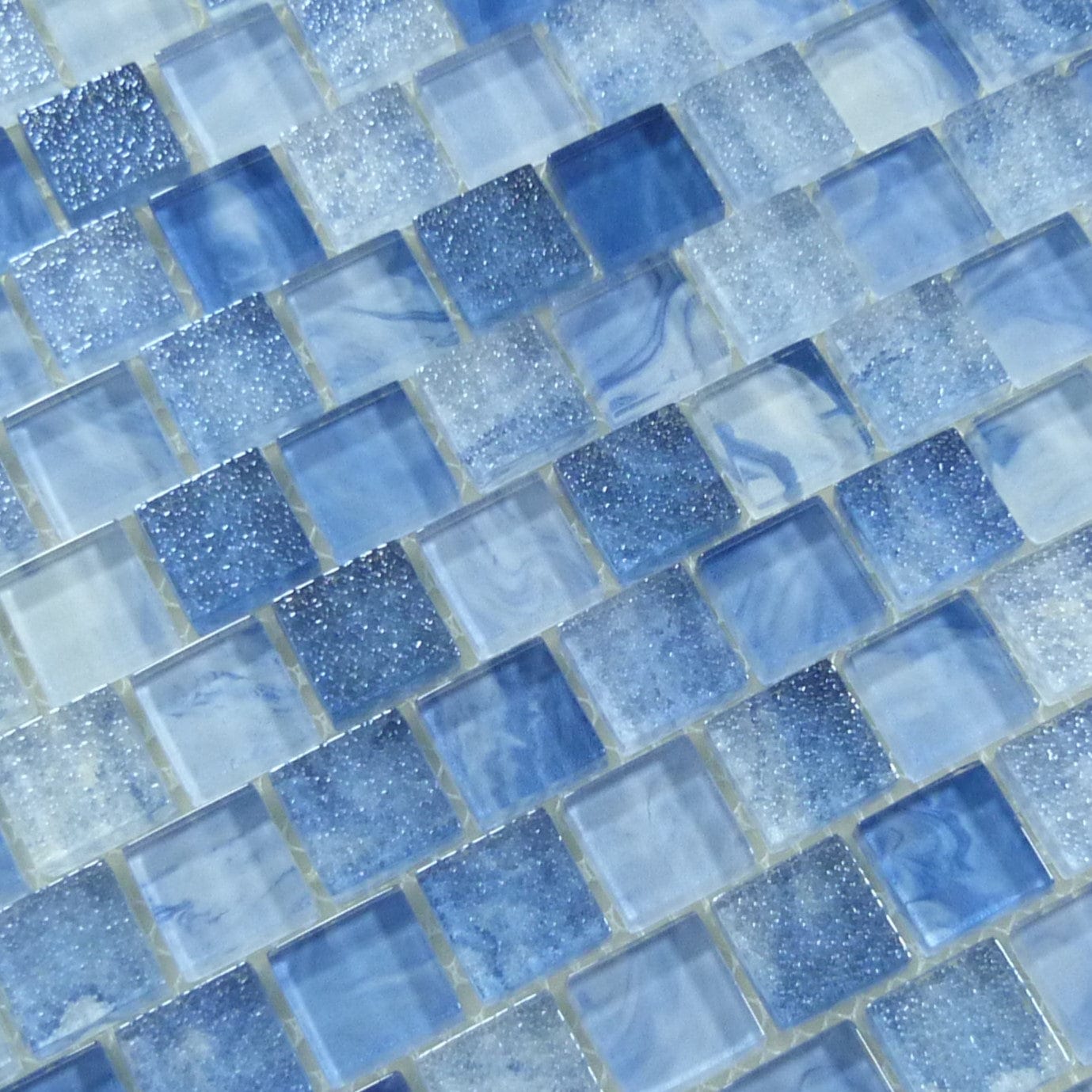 Lapis Blue 1x1 Offset Glass Tile Ocean Pool Mosaics