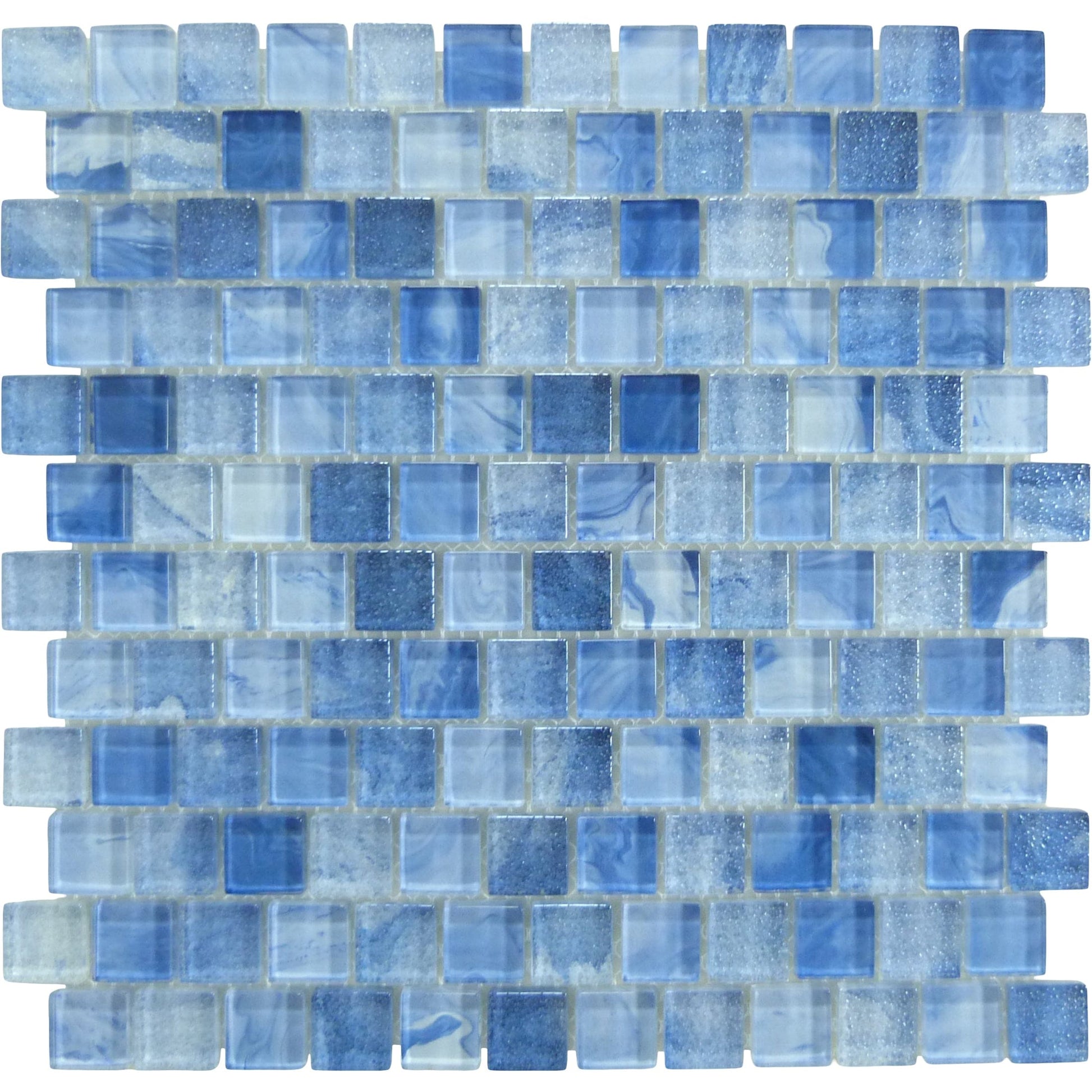 Lapis Blue 1x1 Offset Glass Tile Ocean Pool Mosaics