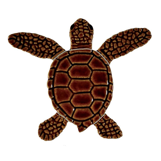 Loggerhead Turtle B Mini Brown Porcelain Mosaics Pool Tile Ocean Pool Mosaics