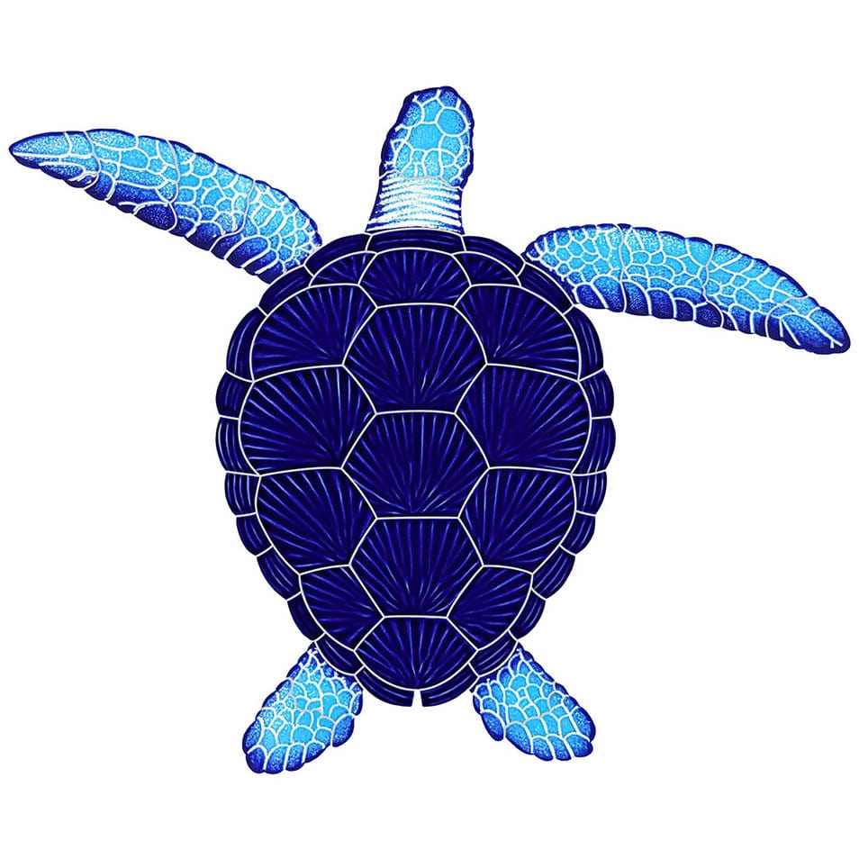 Loggerhead Turtle Blue 20x24 Porcelain Mosaics Pool Tile Ocean Pool Mosaics