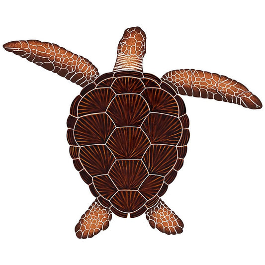 Loggerhead Turtle Brown 20x24 Porcelain Mosaics Pool Tile Ocean Pool Mosaics