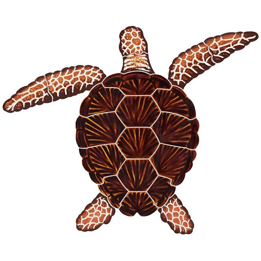 Loggerhead Turtle Brown 8x10 Porcelain Mosaics Pool Tile Ocean Pool Mosaics