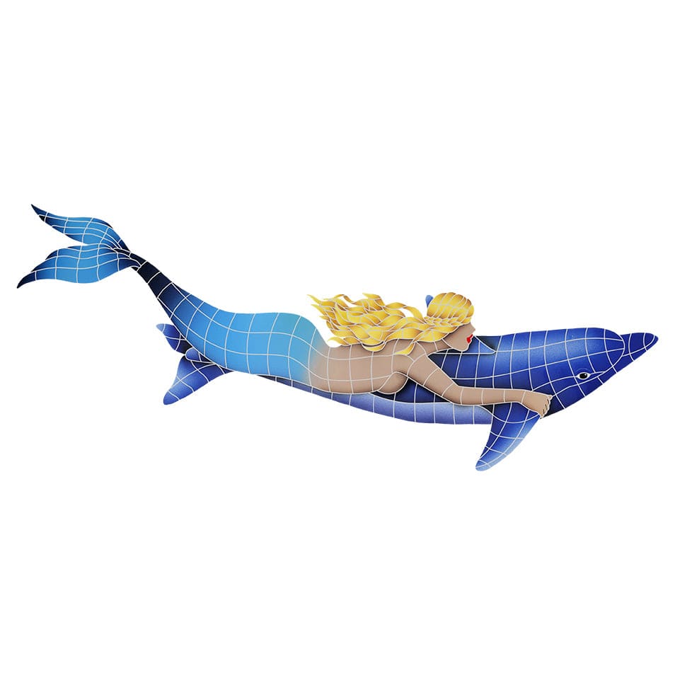 Mermaid with Dolphin 25x70 Porcelain Mosaics Pool Tile Ocean Pool Mosaics