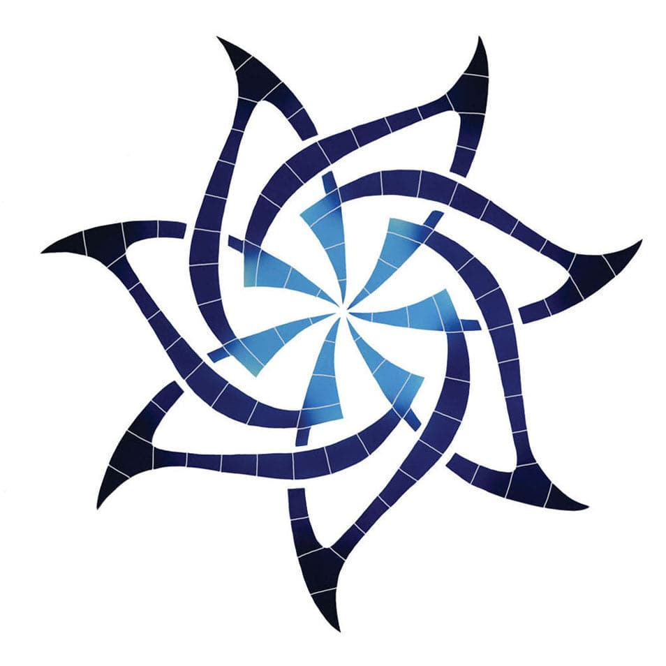 Pinwheel Medallion 36x36 Porcelain Mosaics Pool Tile Ocean Pool Mosaics