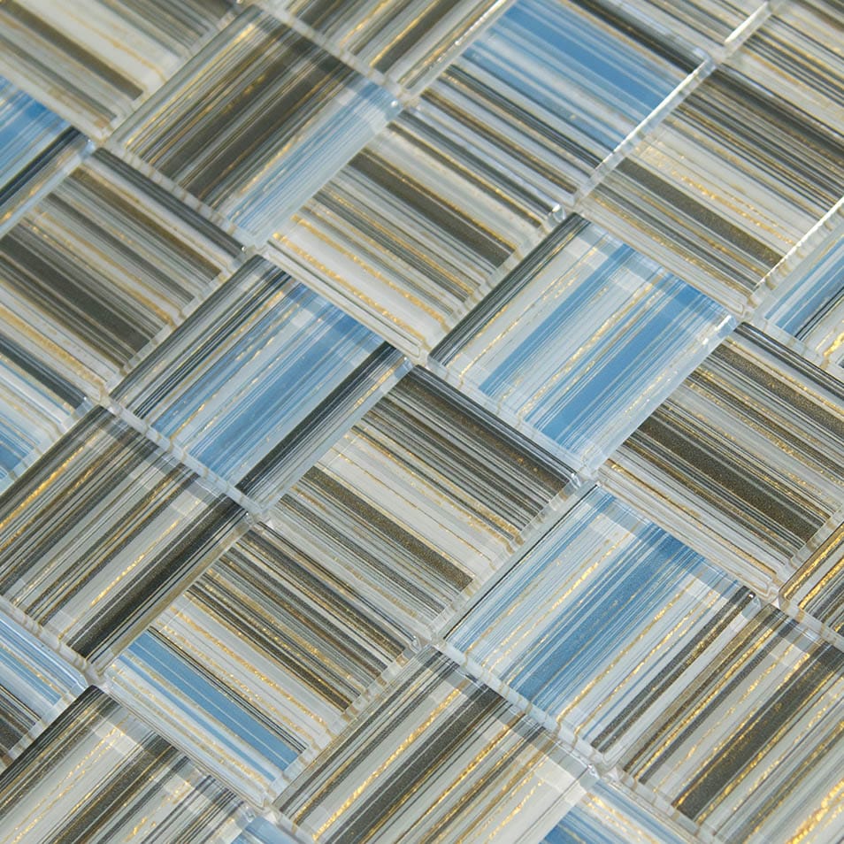 Renaissance Series Cerulean Gold 2x2 Glass Tile Ocean Pool Mosaics