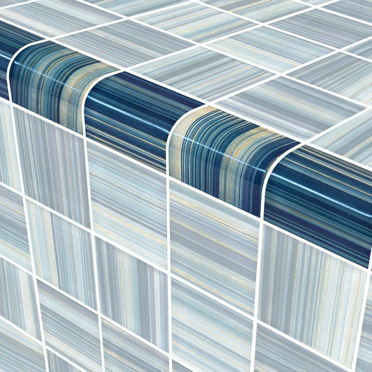 Renaissance Series Indigo Gold Trim 2x2 Glass Tile Ocean Pool Mosaics