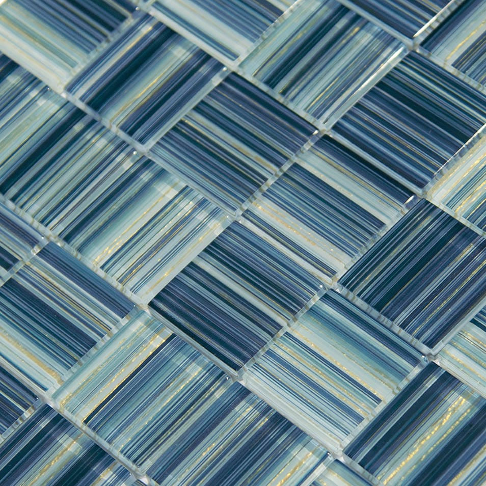 Renaissance Series Indigo Gold 2x2 Glass Tile Ocean Pool Mosaics