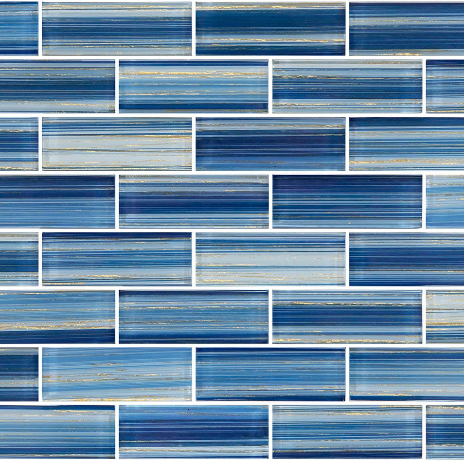 Renaissance Series Royal Gold 1.5x4 Glass Tile Ocean Pool Mosaics