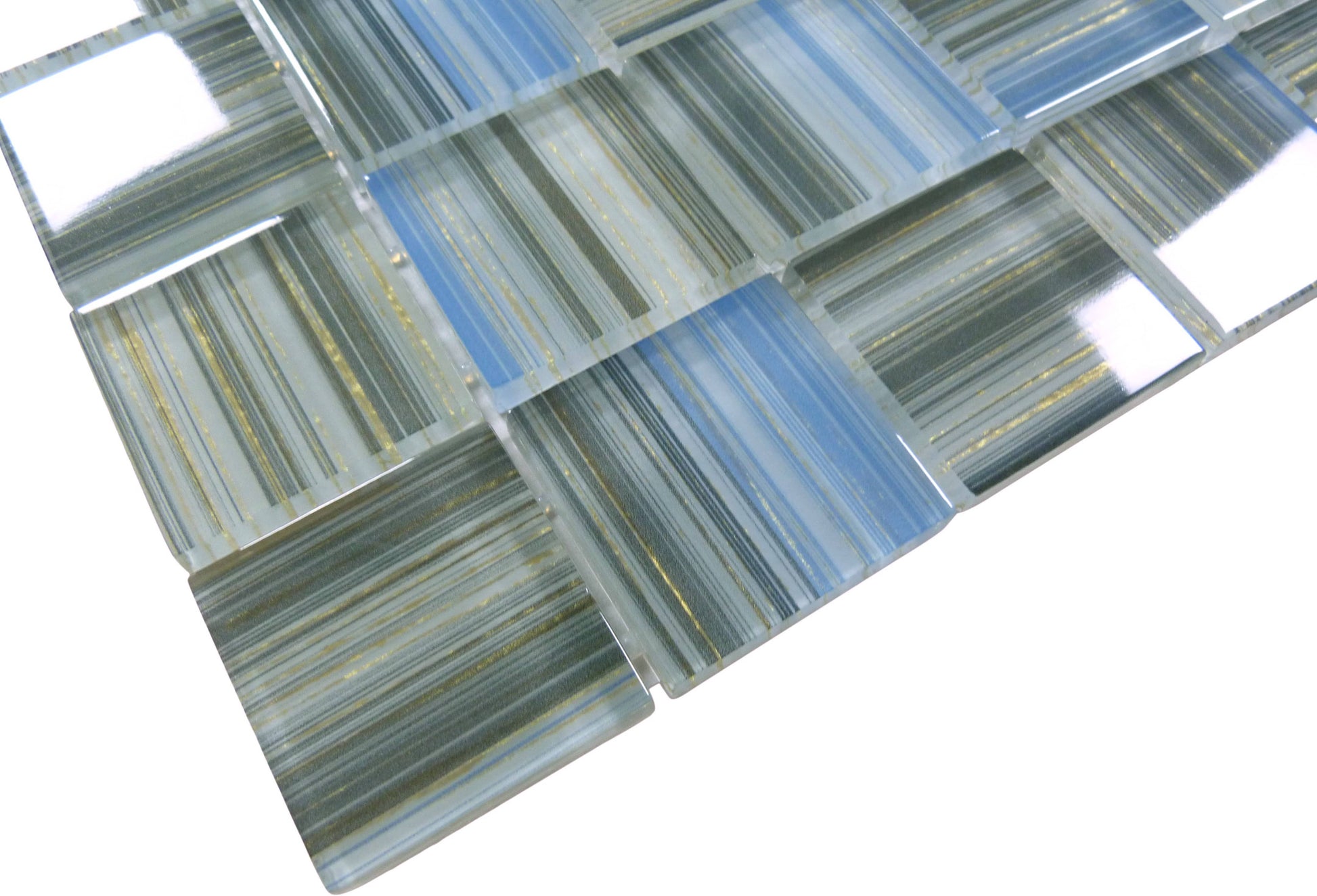 Renascence Cerulean Gold 2x2 Glass Tile Ocean Pool Mosaics