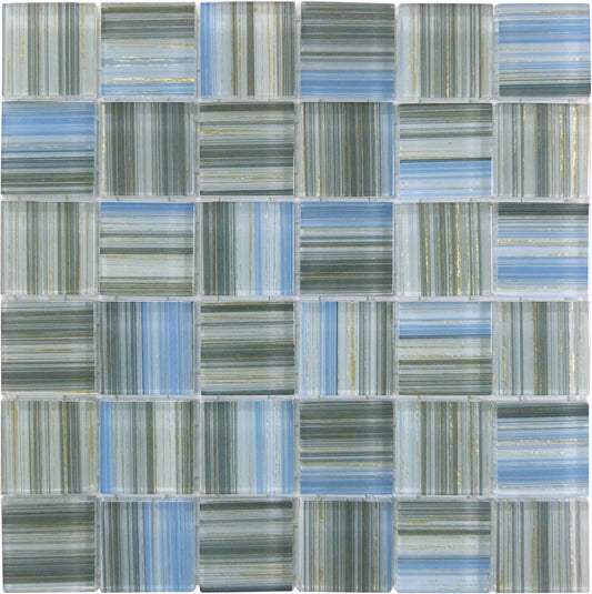 Renascence Cerulean Gold 2x2 Glass Tile Ocean Pool Mosaics