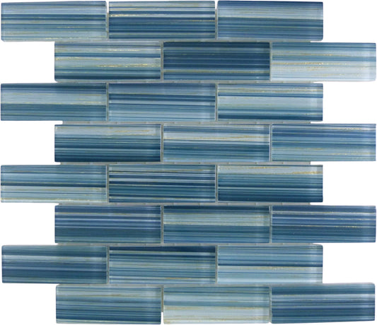 Renascence Indigo Gold 1.5x4 Glass Tile Ocean Pool Mosaics