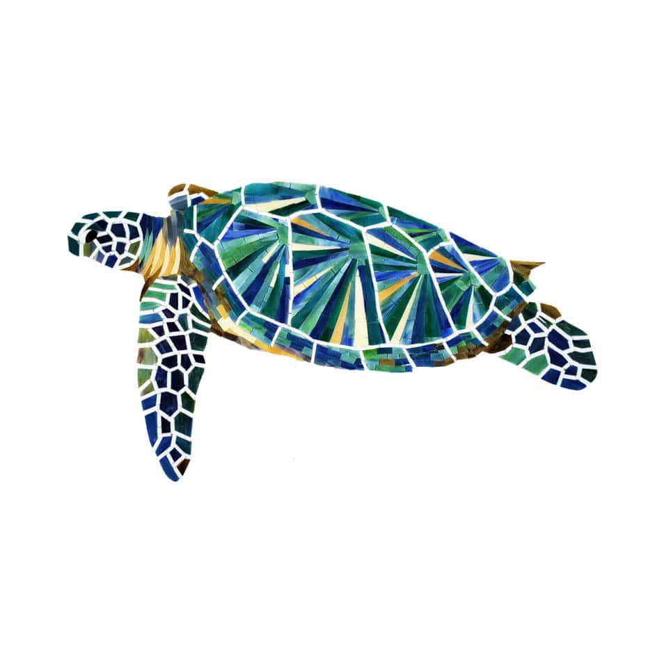 Sea Turtle 14x24 Glass Mosaics Pool Tile Ocean Pool Mosaics