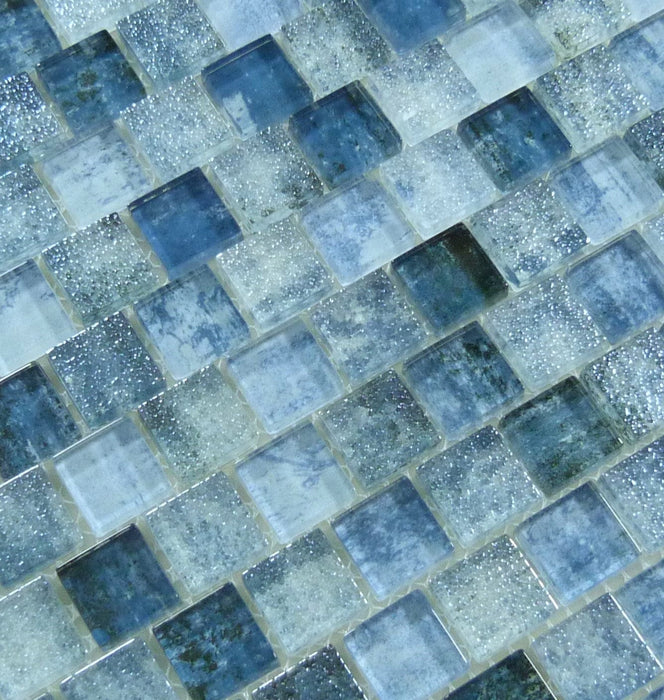 Shadow Blue 1x1 Offset Glass Tile Ocean Pool Mosaics