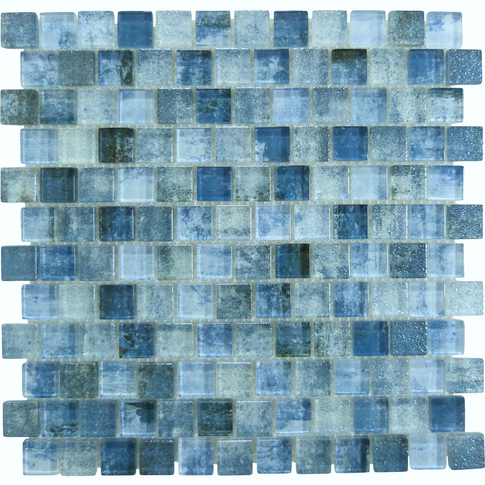 Shadow Blue 1x1 Offset Glass Tile Ocean Pool Mosaics