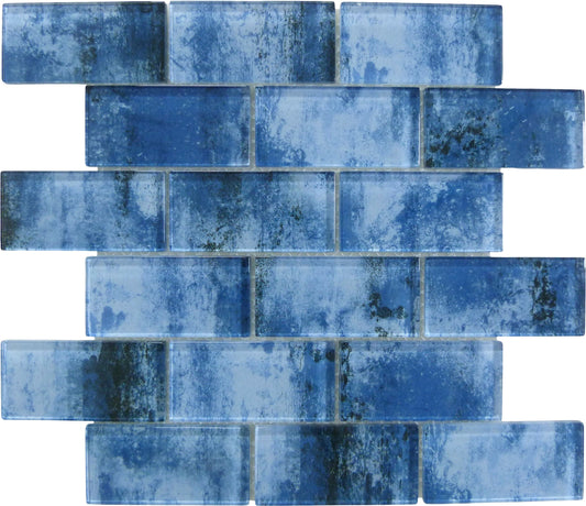 Shadow Blue 2x4 Glossy Glass Subway Tile Ocean Pool Mosaics