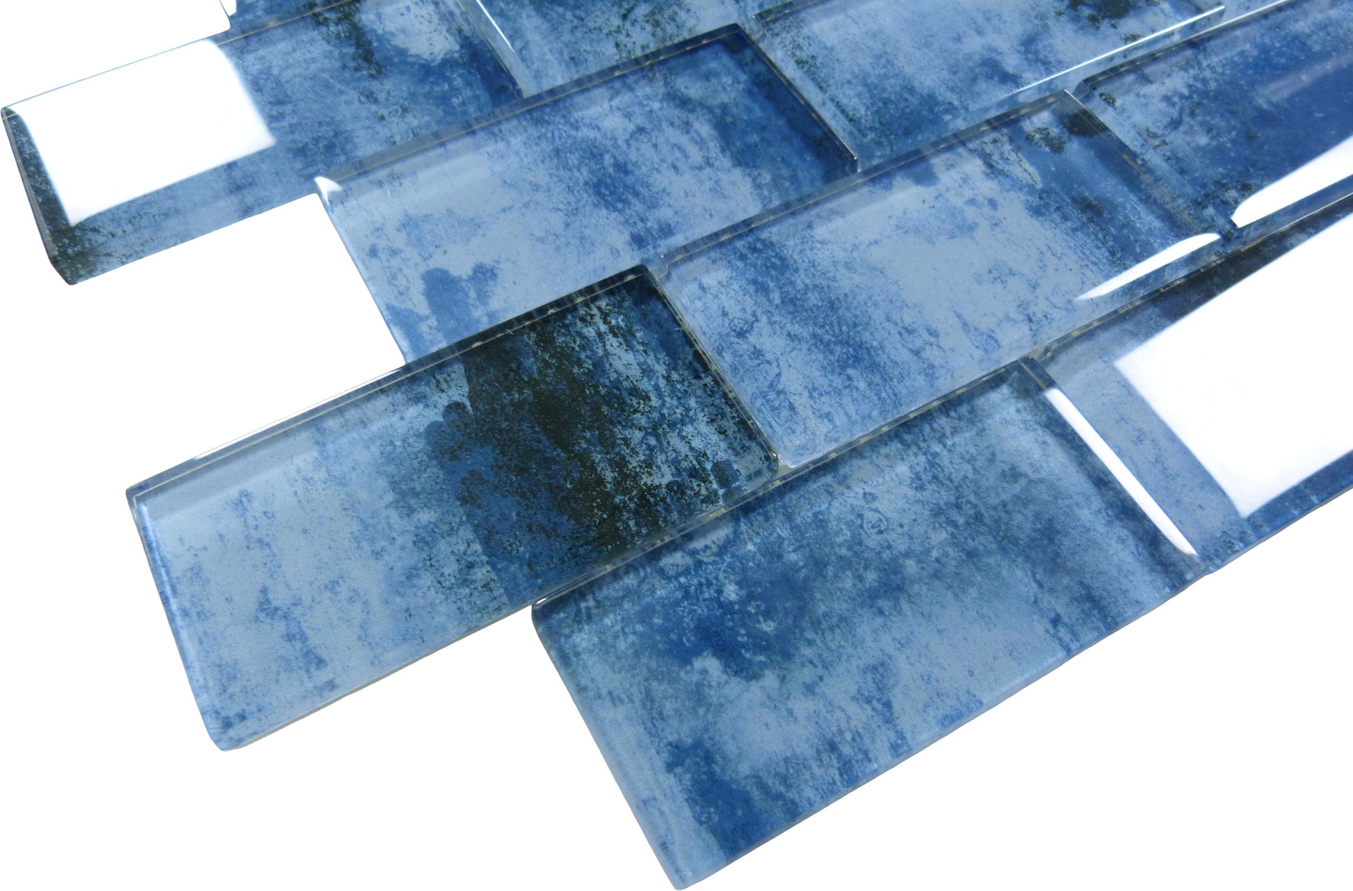 Shadow Blue 2x4 Glossy Glass Subway Tile Ocean Pool Mosaics