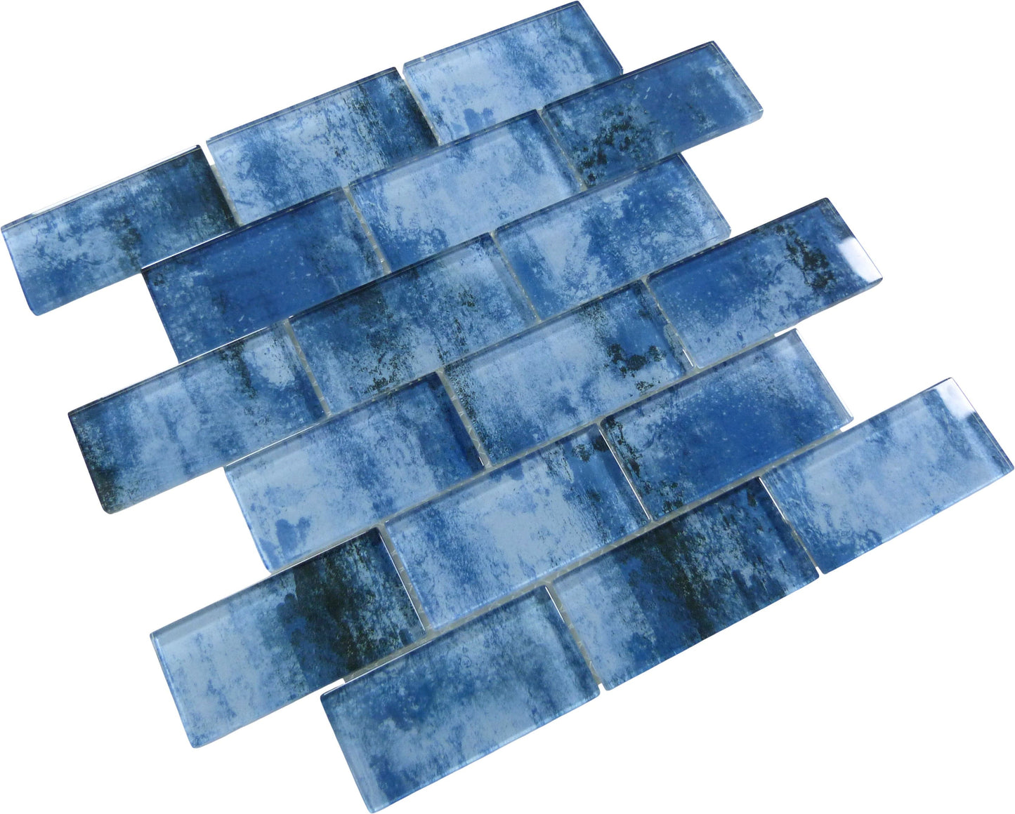 Shadow Blue 2x4 Glossy Glass Subway Tile Ocean Pool Mosaics