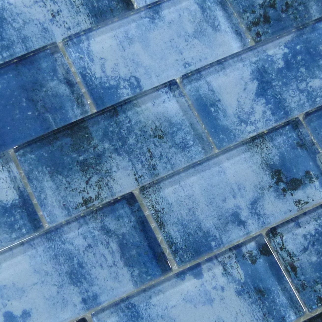 Shadow Blue 2x4 Glossy Glass Subway Tile Ocean Pool Mosaics