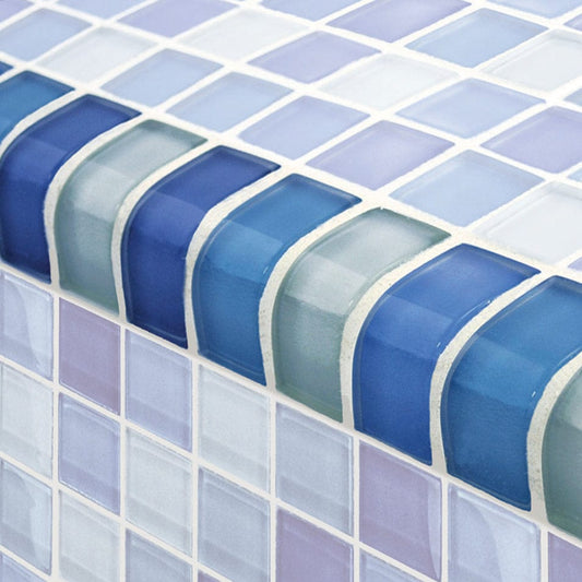 Crystal Trim Turquoise Cobalt Blue Blend Glass Tile Ocean Pool Mosaics