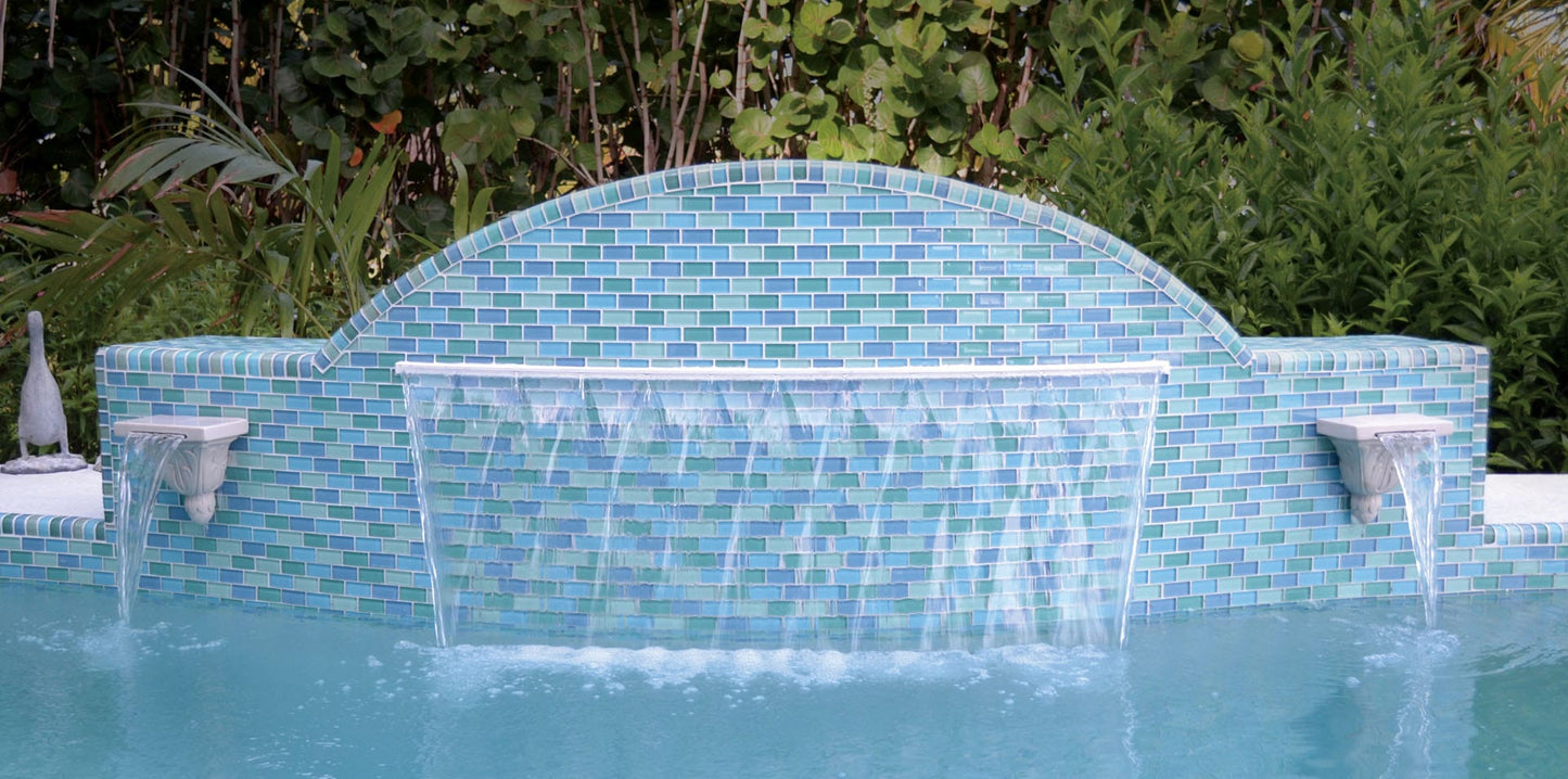 Crystal Trim Turquoise Blue Blend Glass Tile Ocean Pool Mosaics