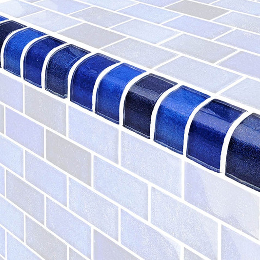 Crystal Waters Trim Deep Sea Glossy Glass Tile Ocean Pool Mosaics