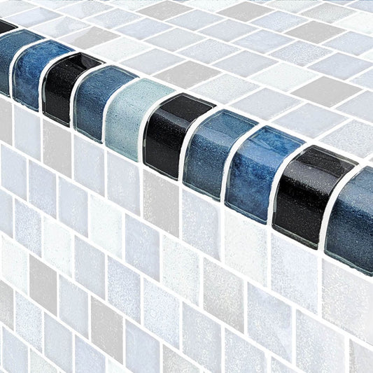 Crystal Waters Trim Lagoon Glossy Glass Tile Ocean Pool Mosaics