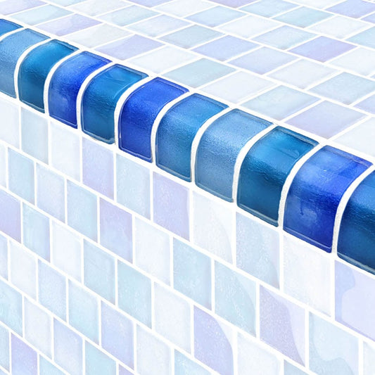 Crystal Waters Trim Surf Glossy Glass Tile Ocean Pool Mosaics