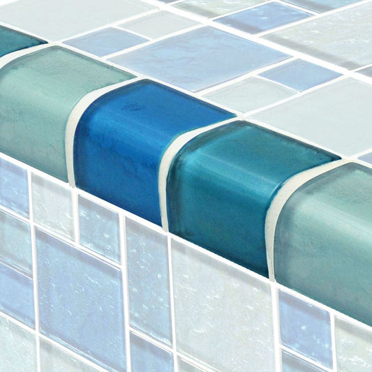 Galaxy Trim Blue Blend Glass Tile Ocean Pool Mosaics