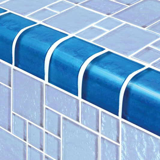 Galaxy Trim Blue Mixed Glass Tile Ocean Pool Mosaics