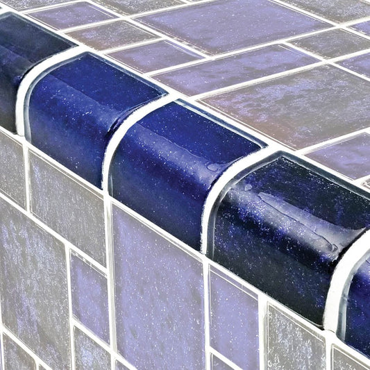 Nightfall Trim Cobalt Black Glossy Glass Tile Ocean Pool Mosaics