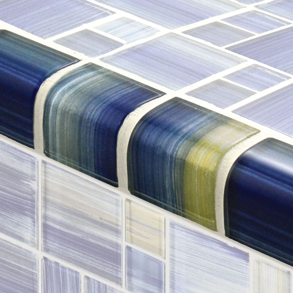 Watercolors Trim Blue Blend 2x2 Glossy Glass Tile Ocean Pool Mosaics