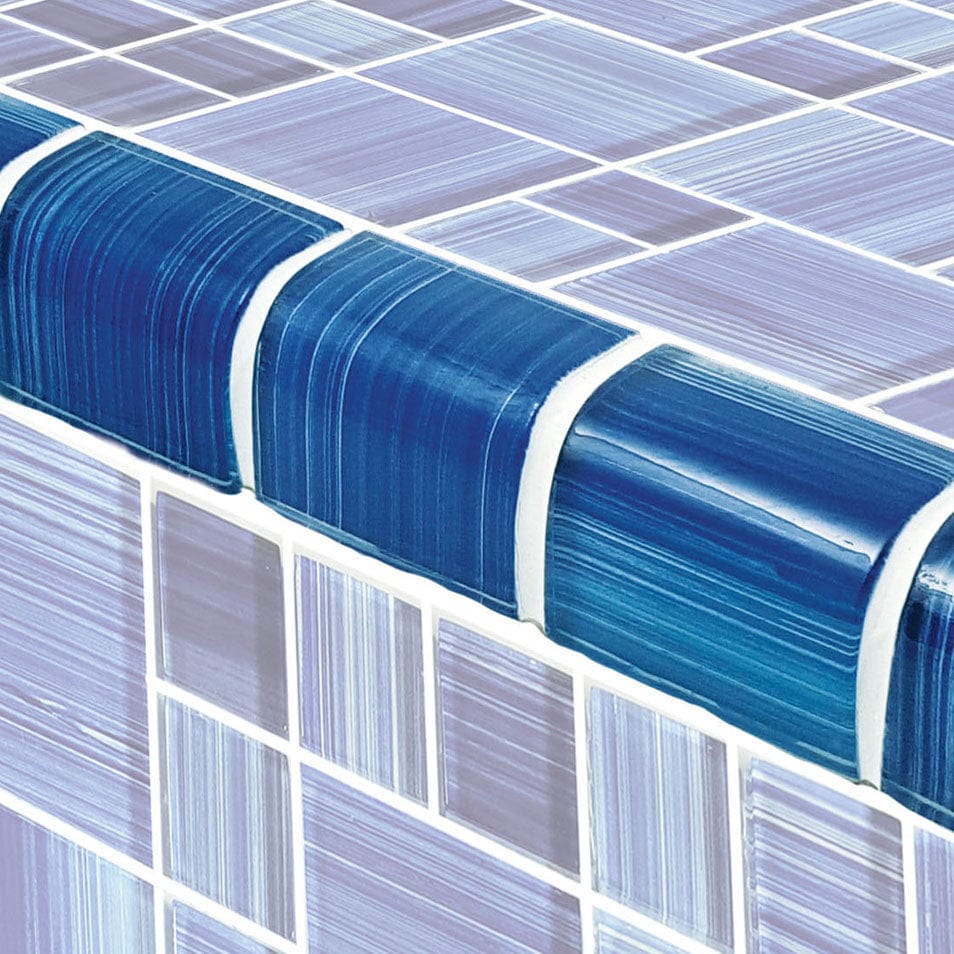 Watercolors Trim Caribbean Blue Blend 2x2 Glossy Glass Tile Ocean Pool Mosaics