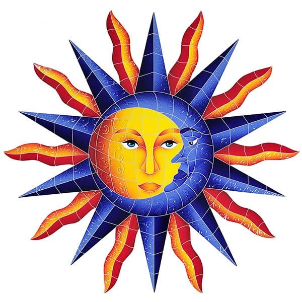 Sun Moon Medallion 36x37 Porcelain Mosaics Pool Tile Ocean Pool Mosaics