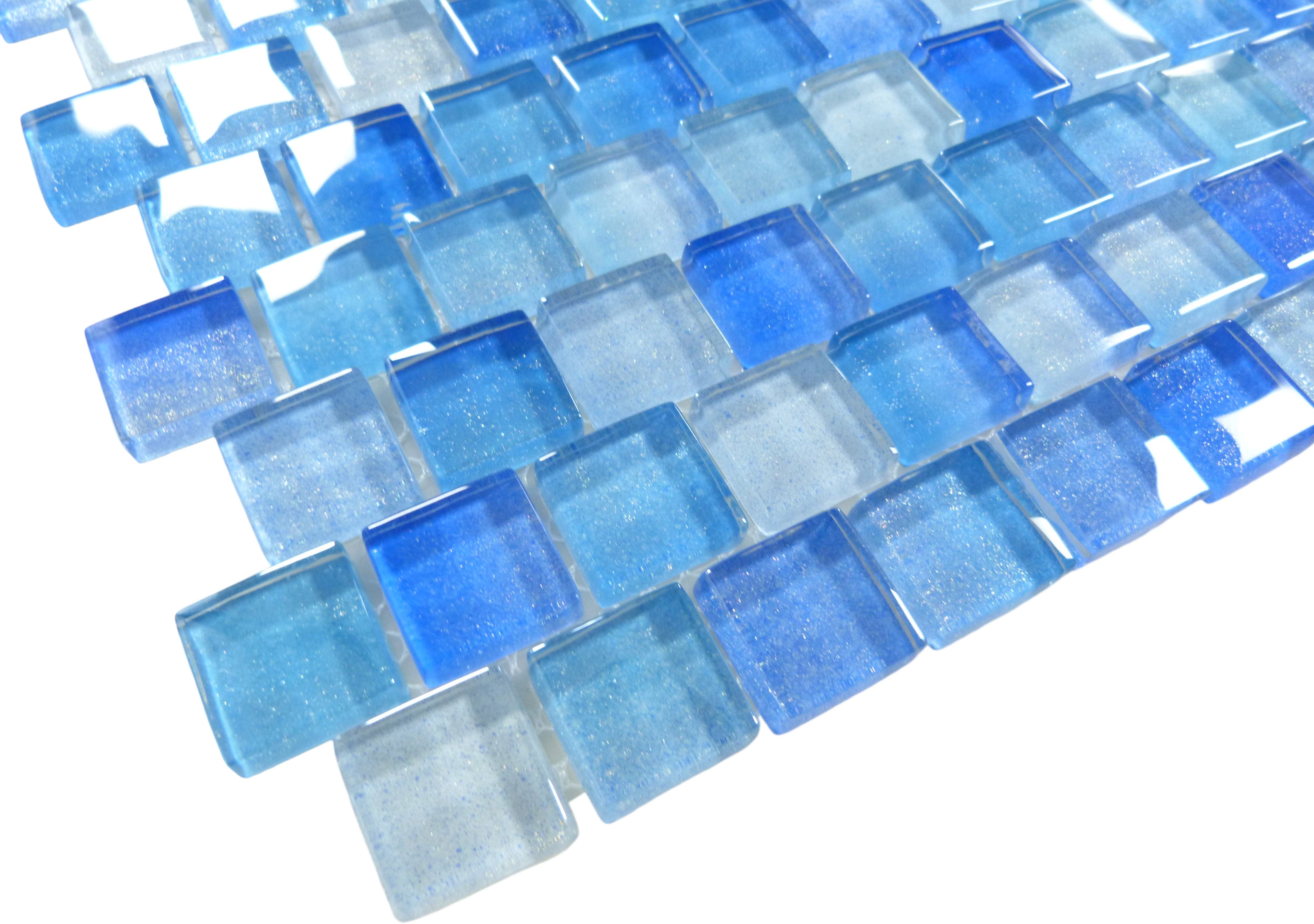 Surf Blue 1x1 Offset Glass Tile Ocean Pool Mosaics