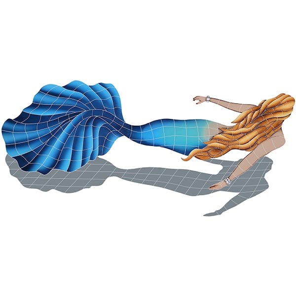 Swimming Mermaid with Shadow 28x60 Porcelain Mosaics Pool Tile Ocean Pool Mosaics