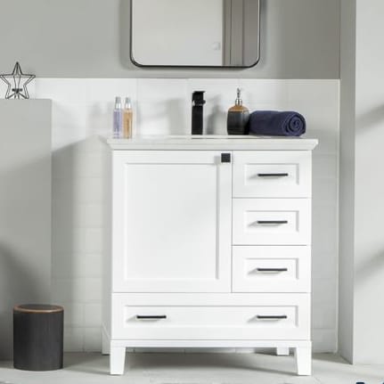 Paloma 30" White Quartz Top Vanity with Single Hole Otto Home Goods