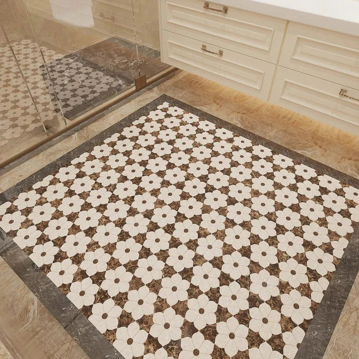 Petal Marble Emperador Dark & Beige Mosaic Stone Tile Pacific Tile