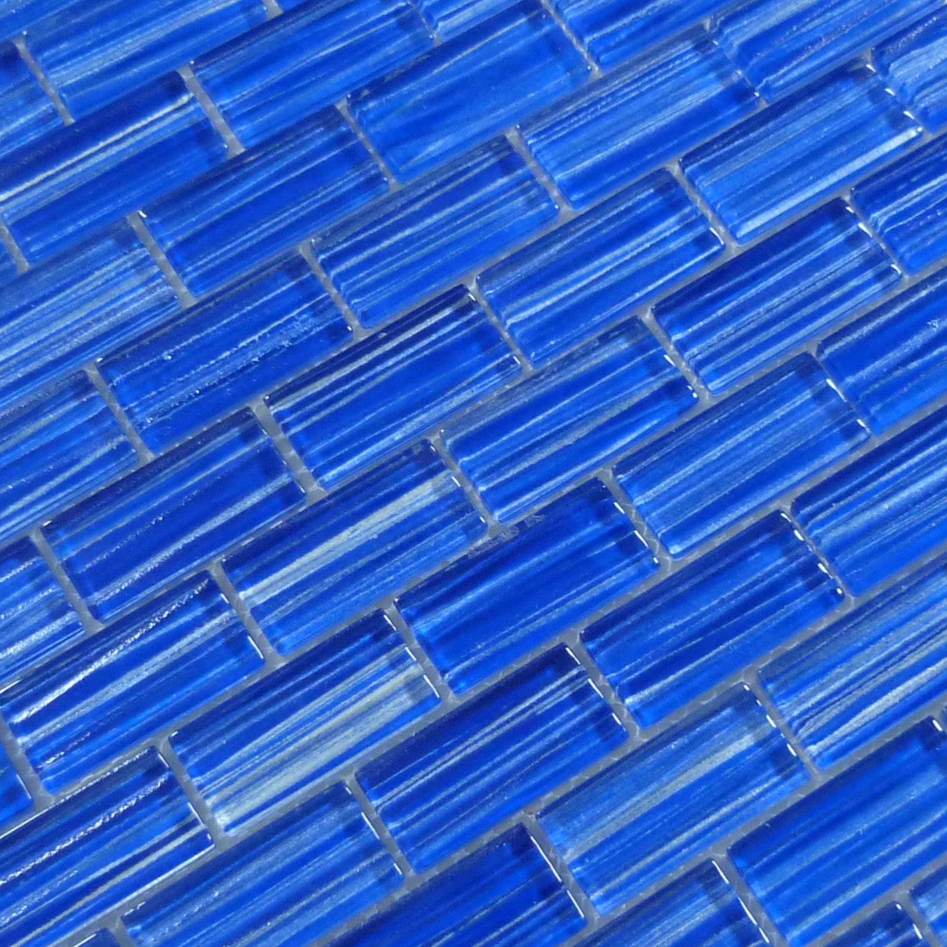 Barbados Electric Blue Wave 1x2 Glossy Glass Tile Quest